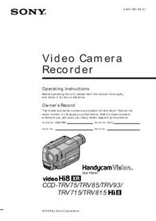 Sony CCD TRV 93 E manual. Camera Instructions.